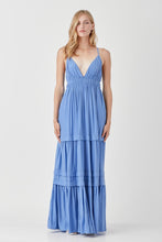 Load image into Gallery viewer, SHIRRED RUFFLE FOLDED DETAIL MAXI DRESS
