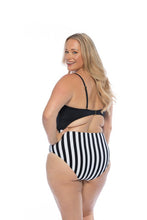 Lataa kuva Galleria-katseluun, BLACK AND STRIPED CUTOUT ONE PIECE SWIMSUIT
