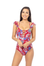 Indlæs billede til gallerivisning RED PAISLEY ONE PIECE SWIMSUIT
