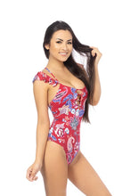 Indlæs billede til gallerivisning RED PAISLEY ONE PIECE SWIMSUIT
