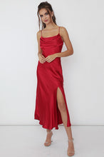 Load image into Gallery viewer, Satin Side Slit Midi Dress

