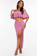 Load image into Gallery viewer, Off Shoulder Cropped Top &amp; Maxi Skirt Set
